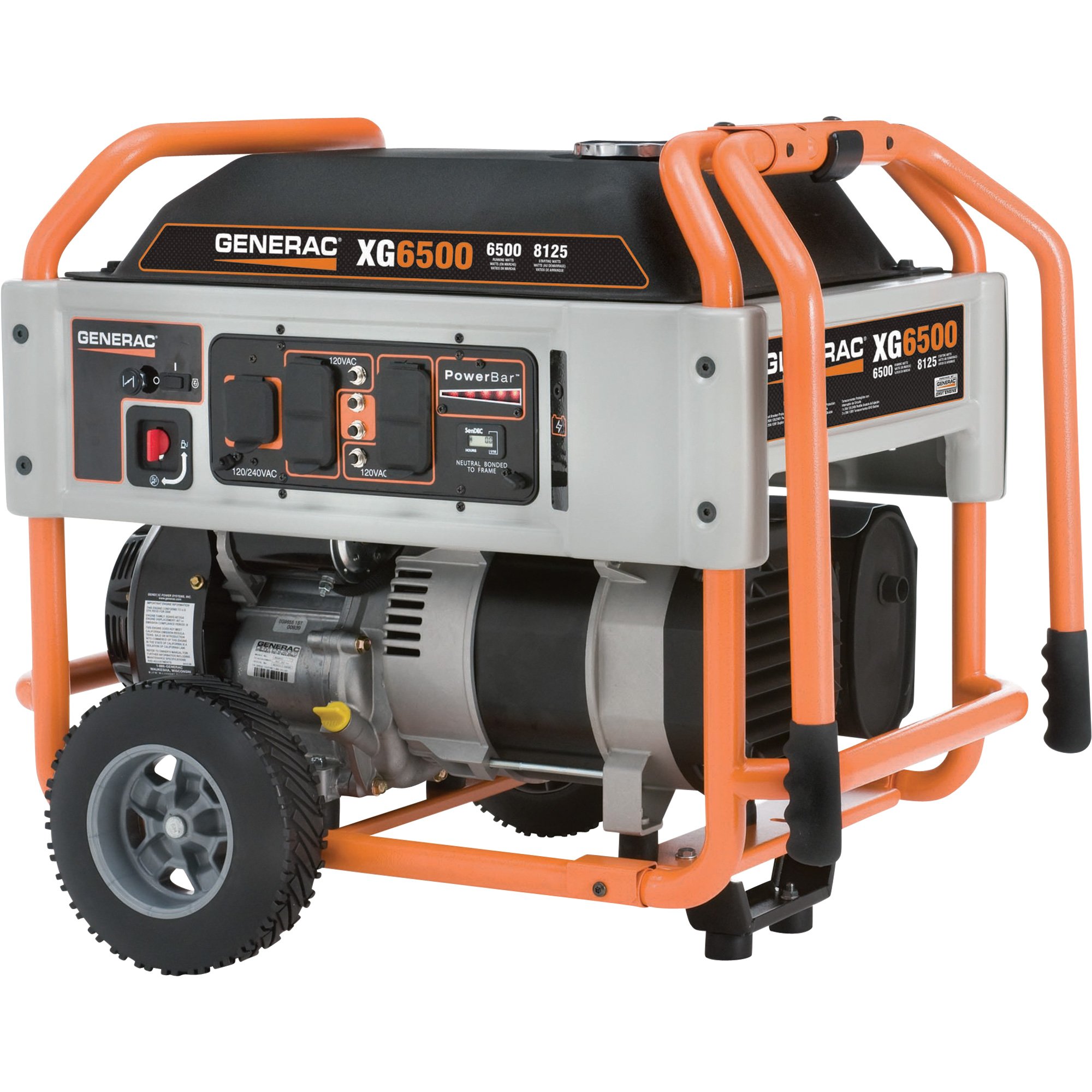 Generac XG6500 Portable Generator — 8125 Surge Watts, 6500 Rated Watts, Model# 5796